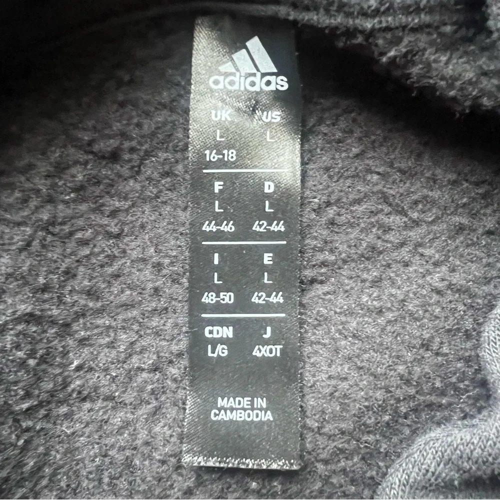 Adidas Girls Black Hoodie Sweatshirt Cheetah Print Logo Size Large - Picture 5 of 7